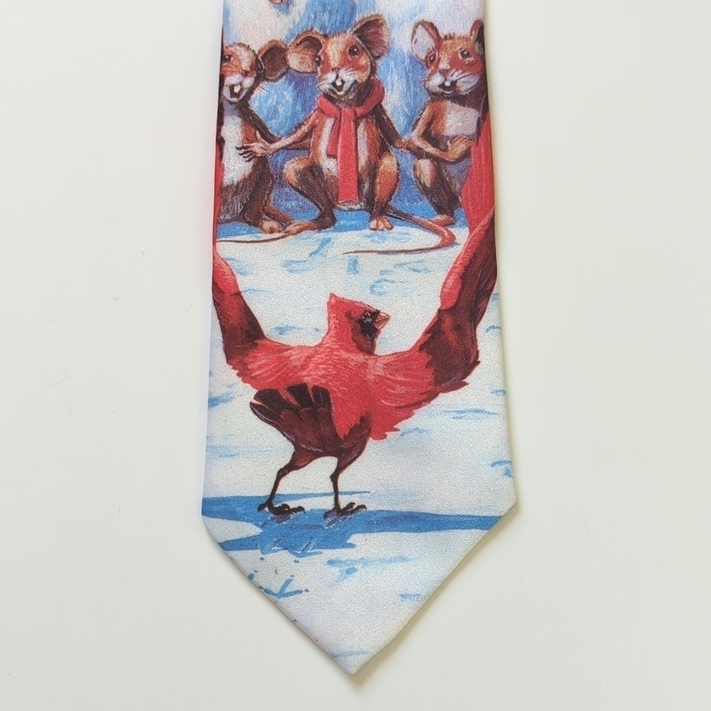 Ralph Marlin 1990 Vintage The Carolers Christmas Critters Illustrated Neck Tie - Picture 6 of 12